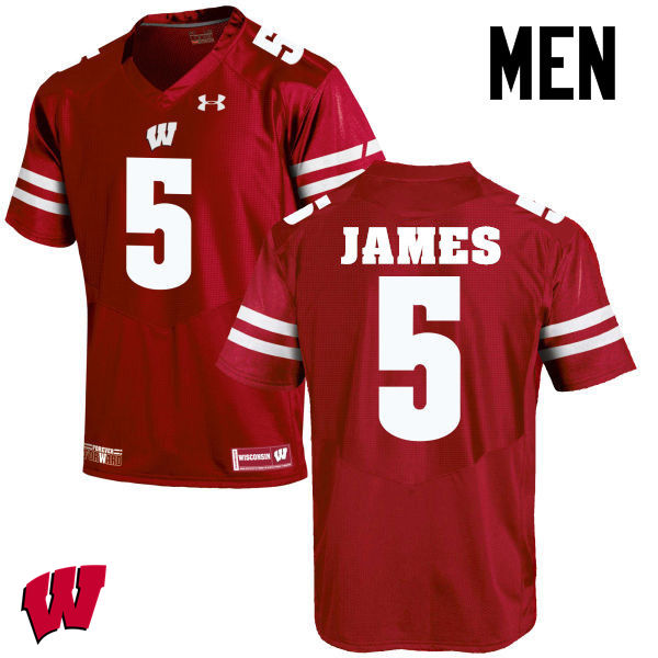 Wisconsin Badgers Men's #5 Chris James NCAA Under Armour Authentic Red College Stitched Football Jersey HU40G76AQ